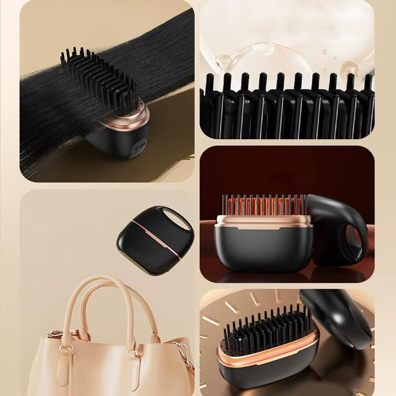 Small Hair Straighteners Fast Heating Portable Straighteners Hair Styling Tool Less Frizz Smoother Straightening Brush For