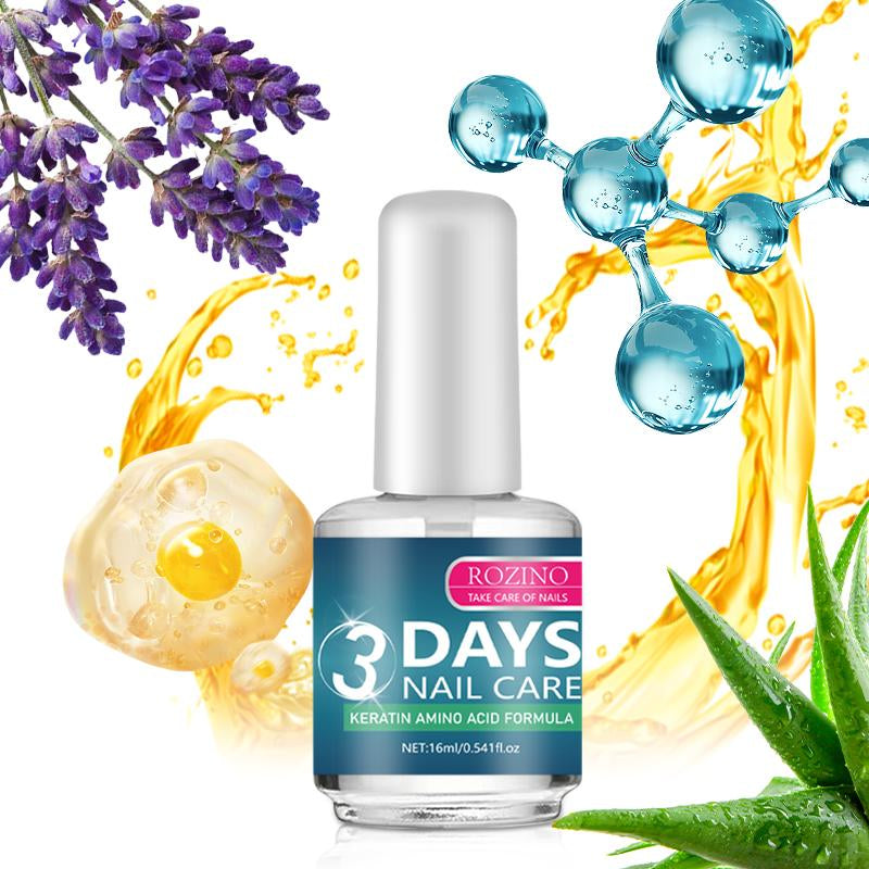 【Set of Three】Rozino 3 Days Nail Care - Keratin Amino Acid Formula for Superior Nail Nourishment Manicure Treatment with High Brightness & Scratch Resistance 16Ml