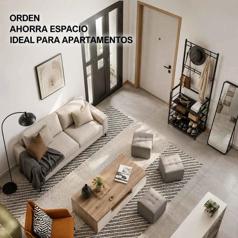 Perchero y Zapatatero 3 en 1 - 4 Niveles Multifuncional (Envio Gratis Paga En Casa)