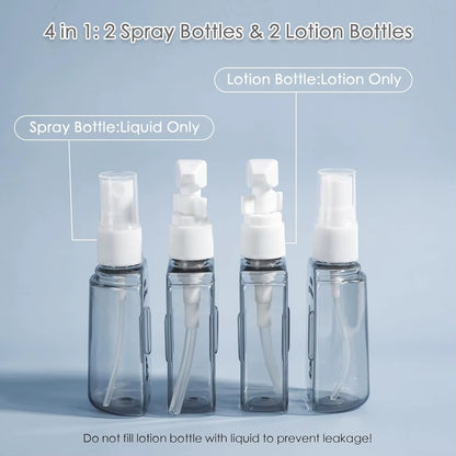 Mini Shampoo Dispenser Portable Travel Bottle Set Refillable Travel Bottles Set for Toiletries Spray Shampoo Shower Lotion